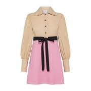 Romantische Seersucker Jurk in Roze en Beige Patou , Multicolor , Dame...