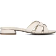 Witte Leren Knoop Slippers Lina Locchi , Beige , Dames