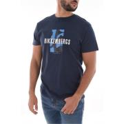 Print Logo Katoenen T-shirt Bikkembergs , Blue , Heren