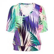 Bladprint V-hals Top &Co Woman , Multicolor , Dames