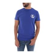 Stretch Katoen Logo Print T-Shirt Bikkembergs , Blue , Heren