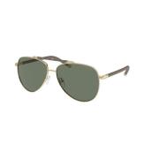 Gouden Frame Groene Lens Zonnebril Michael Kors , Yellow , Unisex