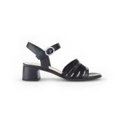 Zwarte Leren Sandalen Gabor , Black , Dames