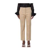 Beige Crop Broek van Gabardine Stof Sportmax , Beige , Dames