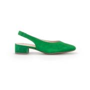 Groene Velours Slingback Schoenen Gabor , Green , Dames