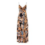 Lange jurk met sjaalprint Nenette , Multicolor , Dames