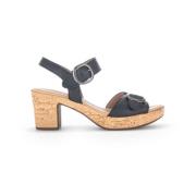 Zwarte Leren Sandalen Gabor , Black , Dames