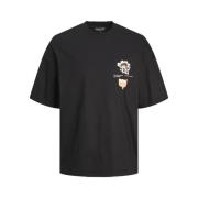 Grafische Borst Tee Zwart Jack & Jones , Black , Heren