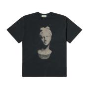 Oude Standbeeld Zwart Bedrukt T-shirt Aries , Black , Heren