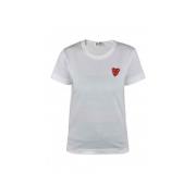 Wit Katoenen Hart Logo T-Shirt Comme des Garçons , White , Dames
