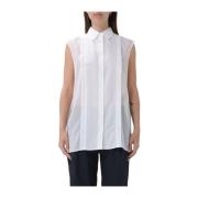 Witte mouwloze blouse met Italiaanse kraag Aspesi , White , Dames