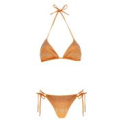 Oranje Driehoekige Bikini met Studs Patroon Miss Bikini , Orange , Dam...