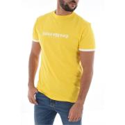 Stretch Katoen Logo T-Shirt - Geel Bikkembergs , Yellow , Heren