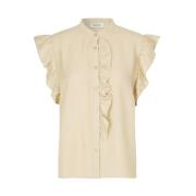 Gerimpeld Beige Holiday Top Modström , Beige , Dames