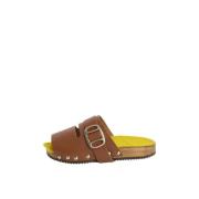 Kameel Leren Klomp Platte Schoenen Jejia , Brown , Dames