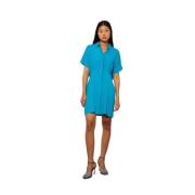 Chique Mouwloze Crepe Jurk Semicouture , Blue , Dames