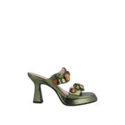 Metallic Groene Plateauhak Sandaal Noa Harmon , Green , Dames