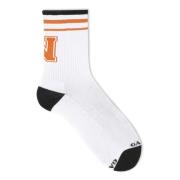 Korte witte katoenen sokken met letter N Gallo , White , Unisex