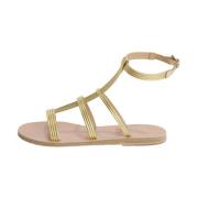 Gouden Leren Enkelgebonden Sandaal Ancient Greek Sandals , Yellow , Da...