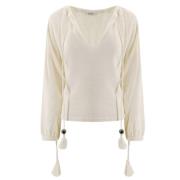 Witte Linnen Cropped Sweater Max Mara , White , Dames