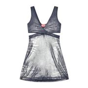 Grijze Metallic Jurk met Cut-Out Diesel , Gray , Dames