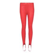 Topstitched leren leggings Balmain , Red , Dames