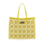 Gele Tote Tas met Logo Plaque Dolce & Gabbana , Yellow , Dames