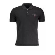 Zwarte Katoenen Poloshirt Logo Borduurwerk Napapijri , Black , Heren