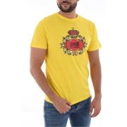 Geel Logo T-shirt 100% Katoen Cavalli Class , Yellow , Heren