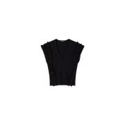 Zwart Sweater Set met Gerimpelde V-Hals Twinset , Black , Dames