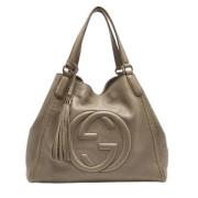 Pre-owned Leather shoulder-bags Gucci Vintage , Gray , Dames
