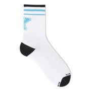 Korte witte katoenen sokken met letter Y Gallo , White , Unisex