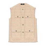 Tweed Vest Versace , Pink , Dames