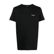 Zwarte Katoenen Logo T-shirts Polos Balmain , Black , Heren