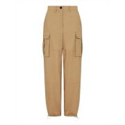 Cargo Broek Natuurlijk Katoen Stiksels Koord Marella , Beige , Dames