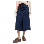 Denim Midi Rok met Zelfstrik Rejina Pyo , Blue , Dames