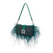 Groene Mini Tas met Strass en Veren La Carrie , Green , Dames