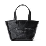 Zwarte Leren Schoudertas Met Striksluiting Alexander Wang , Black , Da...