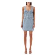 Lichtblauwe Tank Denim Mini Jurk Self Portrait , Blue , Dames