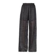 Linnen Broek Met Rechte Pijp Jucca , Black , Dames