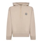 Witte Katoenen Hoodie Geborduurd Patch Maison Kitsuné , Beige , Heren