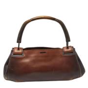 Pre-owned Leather handbags Gucci Vintage , Brown , Dames