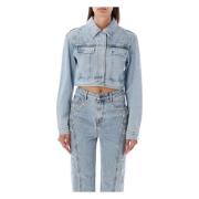 Lichtblauwe Denim Cropped Jack Self Portrait , Blue , Dames