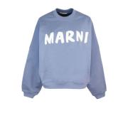 Biologisch Katoenen Jersey Sweatshirt met Voorlogo Print Marni , Blue ...