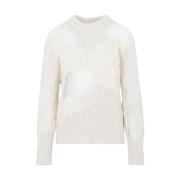 Witte Wollen Blend Sweater Distressed Chloé , White , Dames