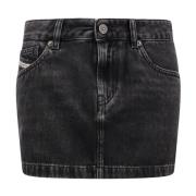 Zwarte Rok met Knoop en Rits Diesel , Black , Dames