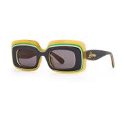 Multilaagse Rechthoekige Zonnebril in Zwart Loewe , Multicolor , Dames