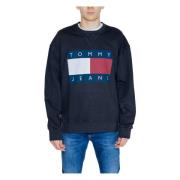 Grote Vlag Katoenen Sweatshirt Mannen Tommy Jeans , Black , Heren