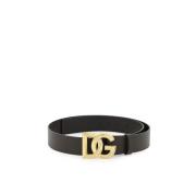 Luxe Leren Riem met DG Gesp Dolce & Gabbana , Brown , Heren