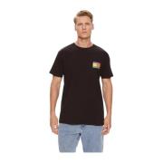 Zwarte Katoenen Print T-shirt Tommy Jeans , Black , Heren